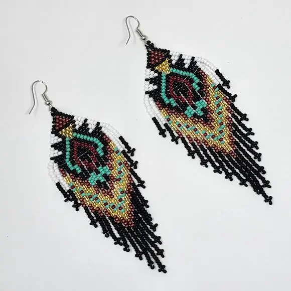 Drumming To The Beat Boho Beaded Earrings - Picture 6 of 7
